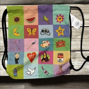 Vibrant Art-Inspired Kids Drawstring Bag